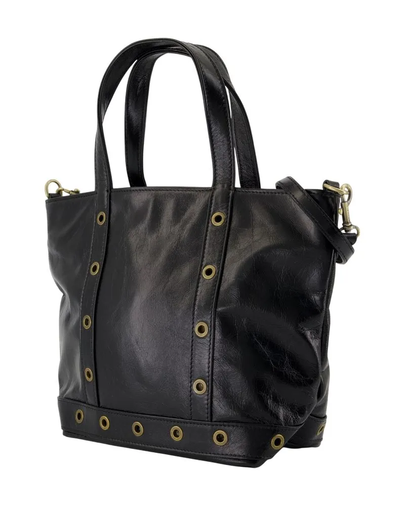 Vanessa Bruno S Shopper Calfskin Leather Shoulder Bag — Black Black