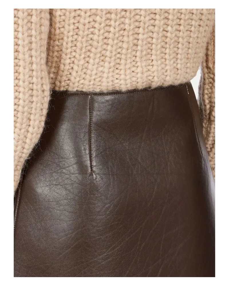 Ferragamo Women's Leather-Skirt Brown Brown