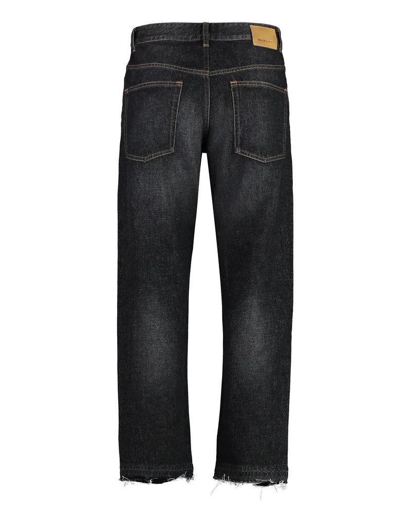 Isabel Marant Men's Jelden 5-Pocket Straight-Leg Jeans Black Polyester Regular Black