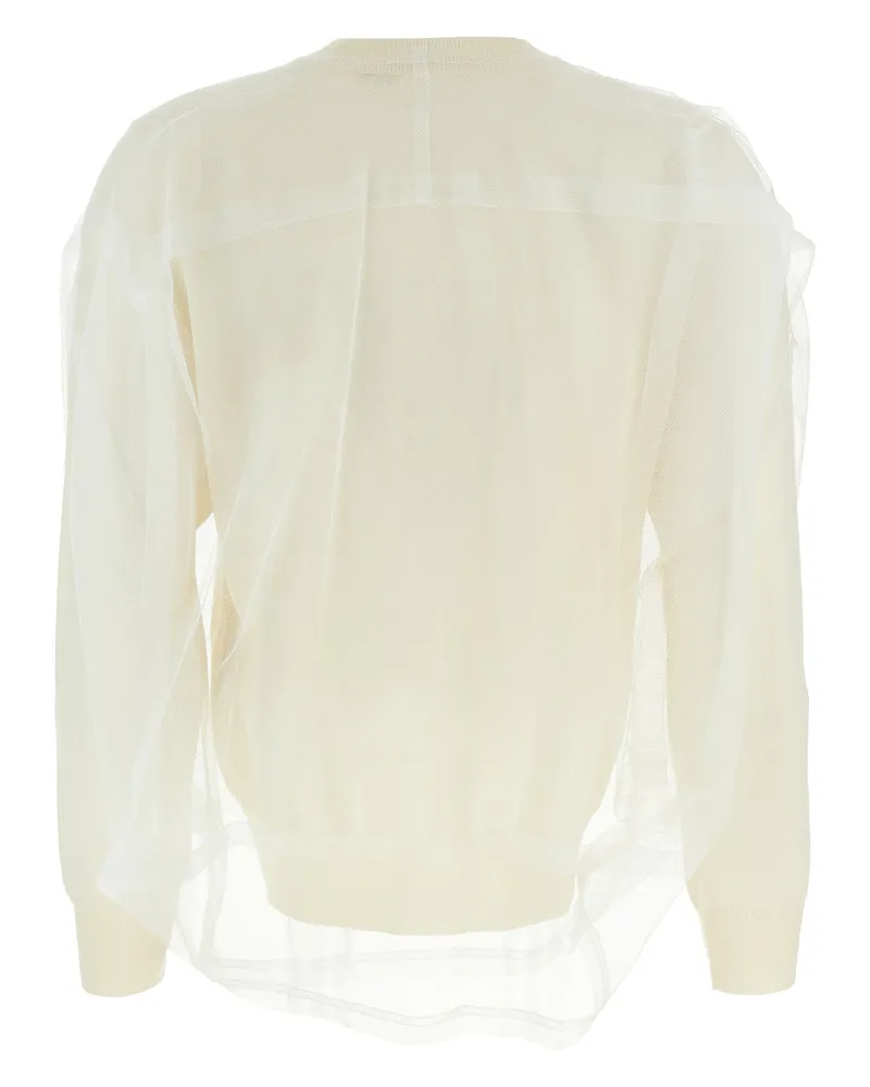 Comme des Garçons Tulle-Layered Wool Sweater — cream Cream