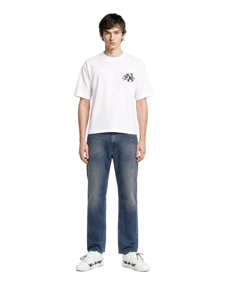 OFF-WHITE Men's T-Shirt Crewneck White Cotton T-Shirts And Polos White