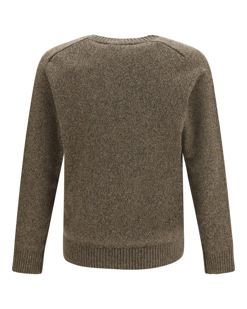 Brooksfield Men's Crewneck Sweater Arbusto Fleece Wool Ovis Aries Brown