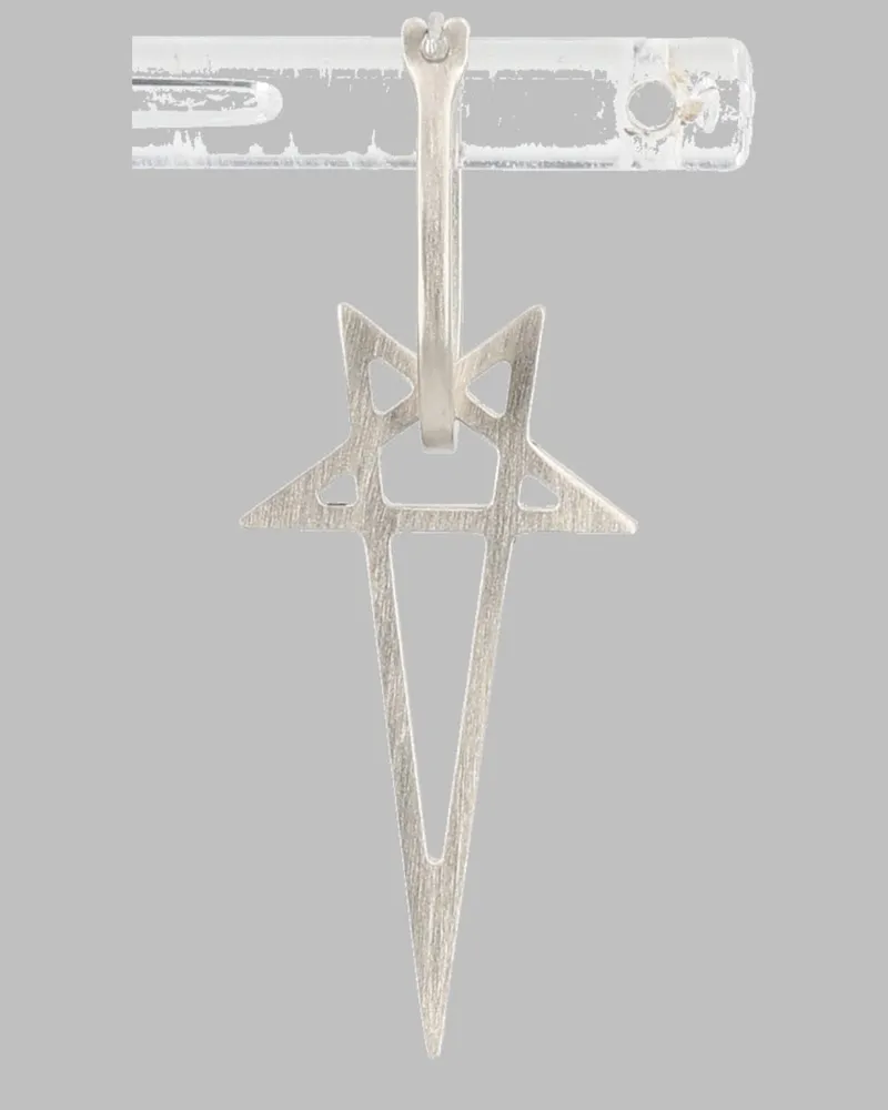Rick Owens Pentagram Silver Earrings — Silver Silver