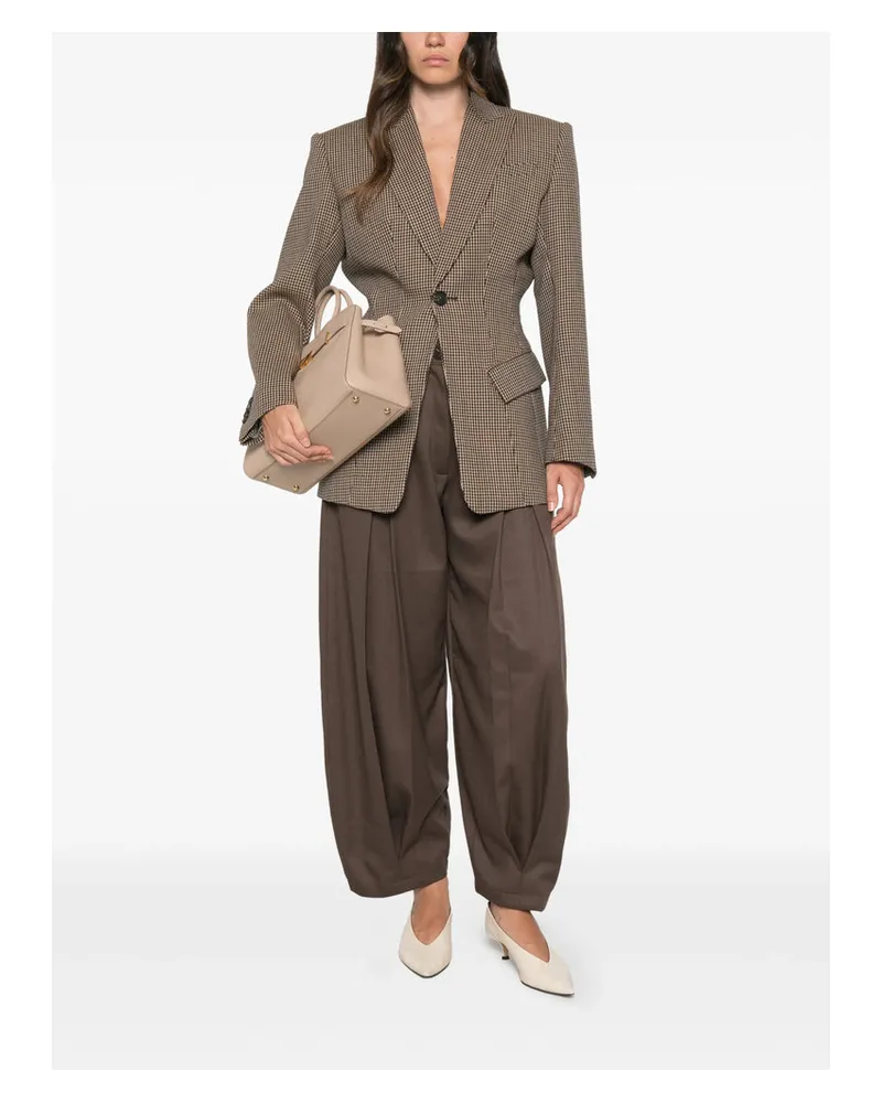 Seafarer Virgin Wool Houndstooth Blazer — Brown 