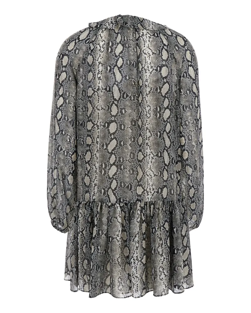 Michael Kors Women's Grey Crewneck Mini Dress With Snakeskin Print Recycled Polyester Gray