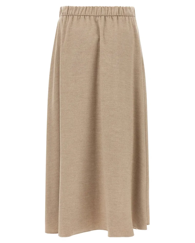 Herno A-Line Cashmere-Blend Skirt — Beige Beige