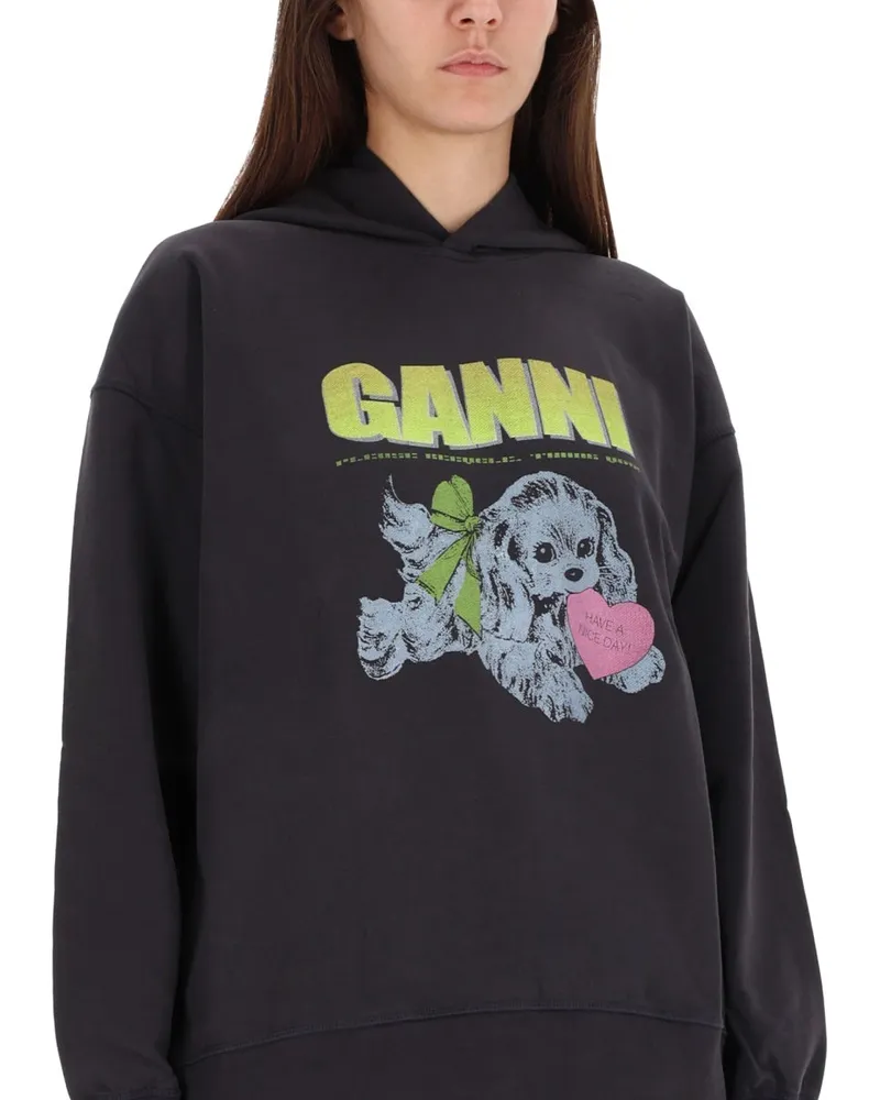 Ganni Organic Cotton Graphic Sweatshirt — Gray Gray