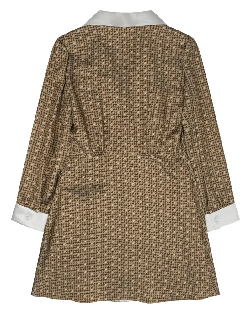 Celine Silk Twill Mini Shirt Dress — Brown Brown