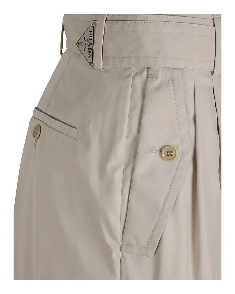 Prada Cotton Blend Cargo Pants — Beige Beige