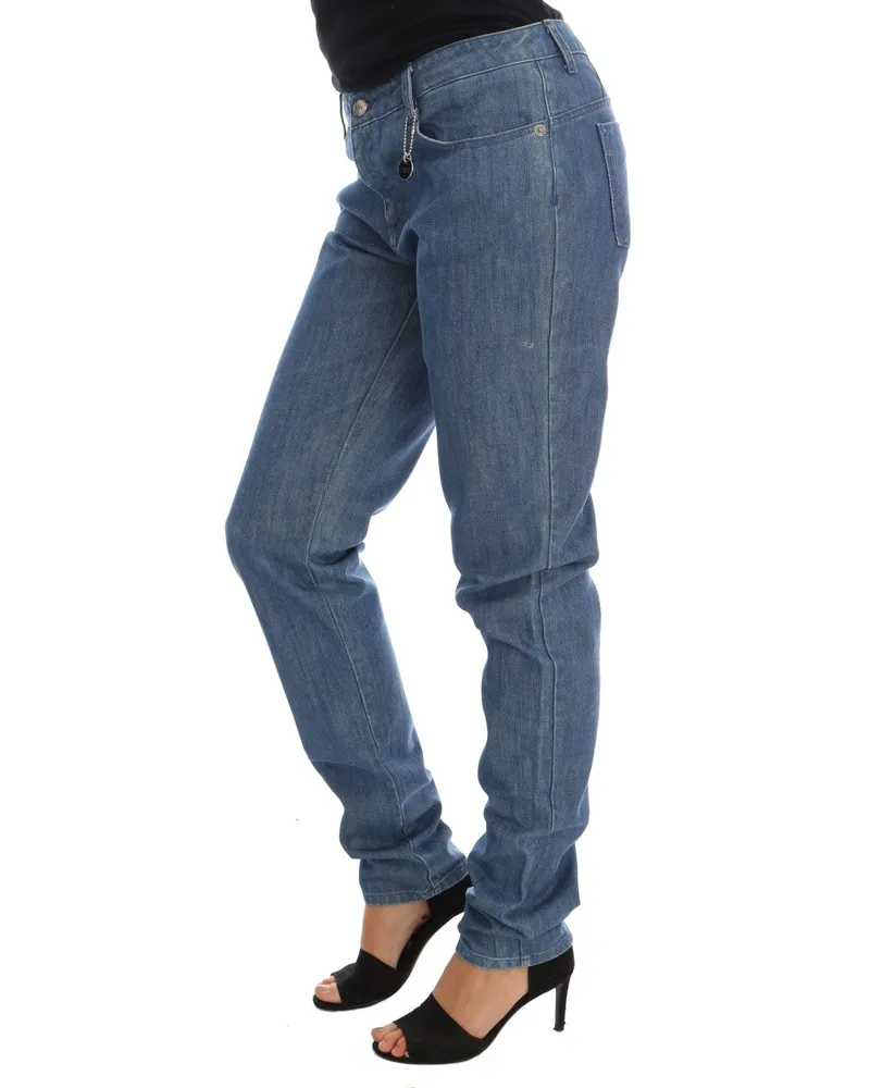 CoSTUME NATIONAL Women's Blue Wash Cotton Boyfriend Fit Jeans Clothing Blue