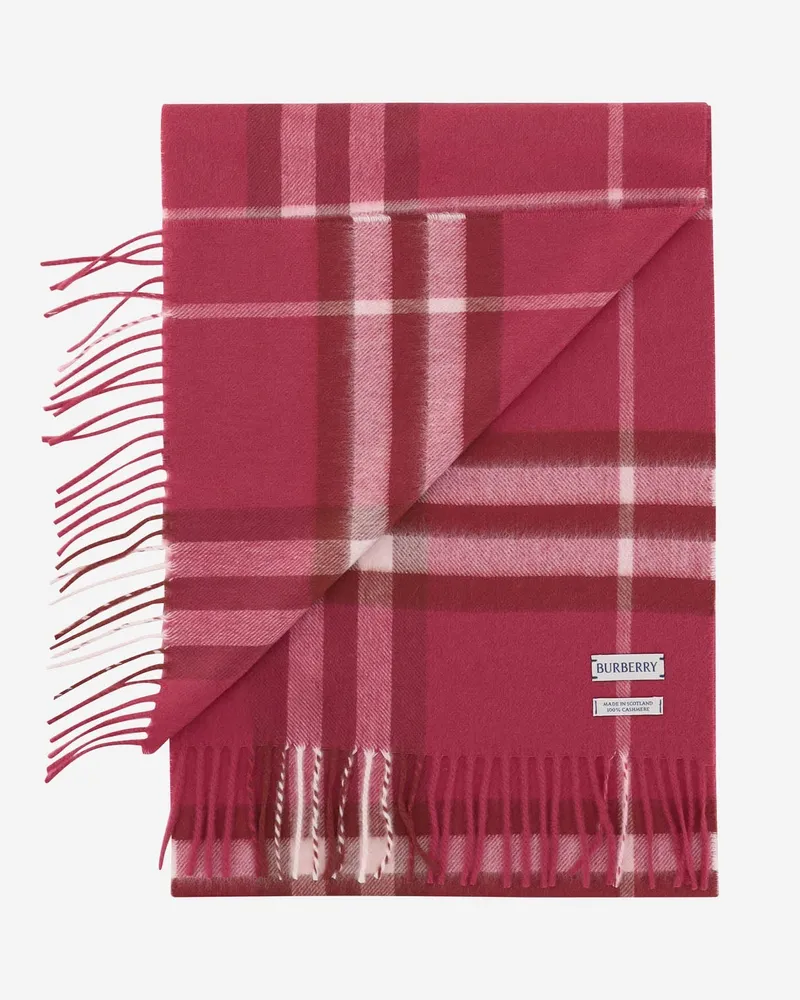 Burberry Women's Cashmere Scarf Giant Check Jam Pink Scarfs Pink