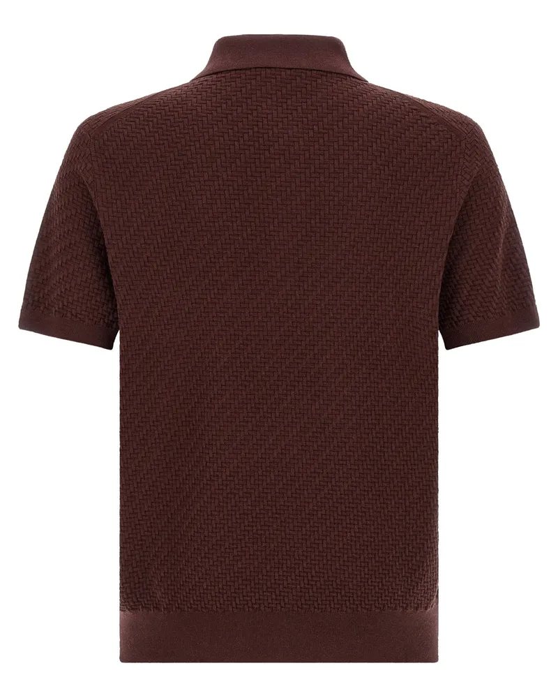 Brioni Trama Weaving Polo — Burgundy Burgundy