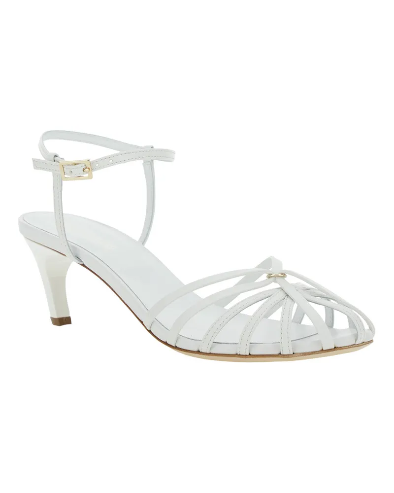 Semicouture Women's White Cage Design Heeled Sandals White
