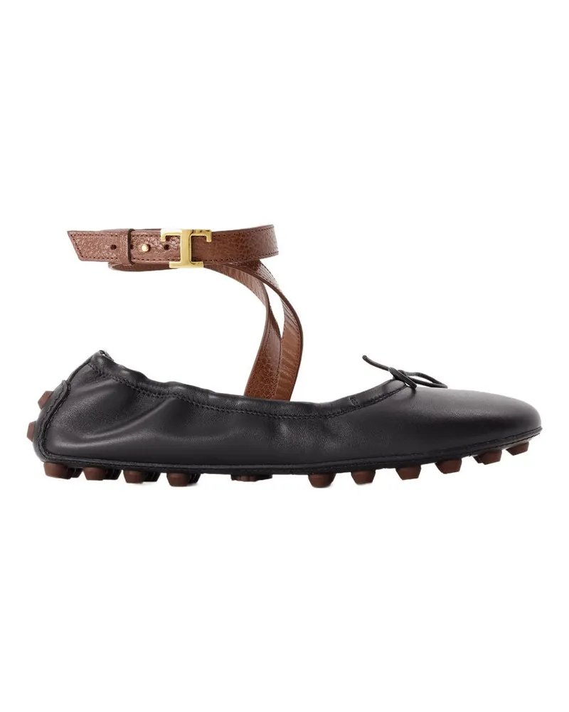 TOD'S Women's Gommini Ballerinas - Tods Leather Black Shoes Flat-Shoes Black