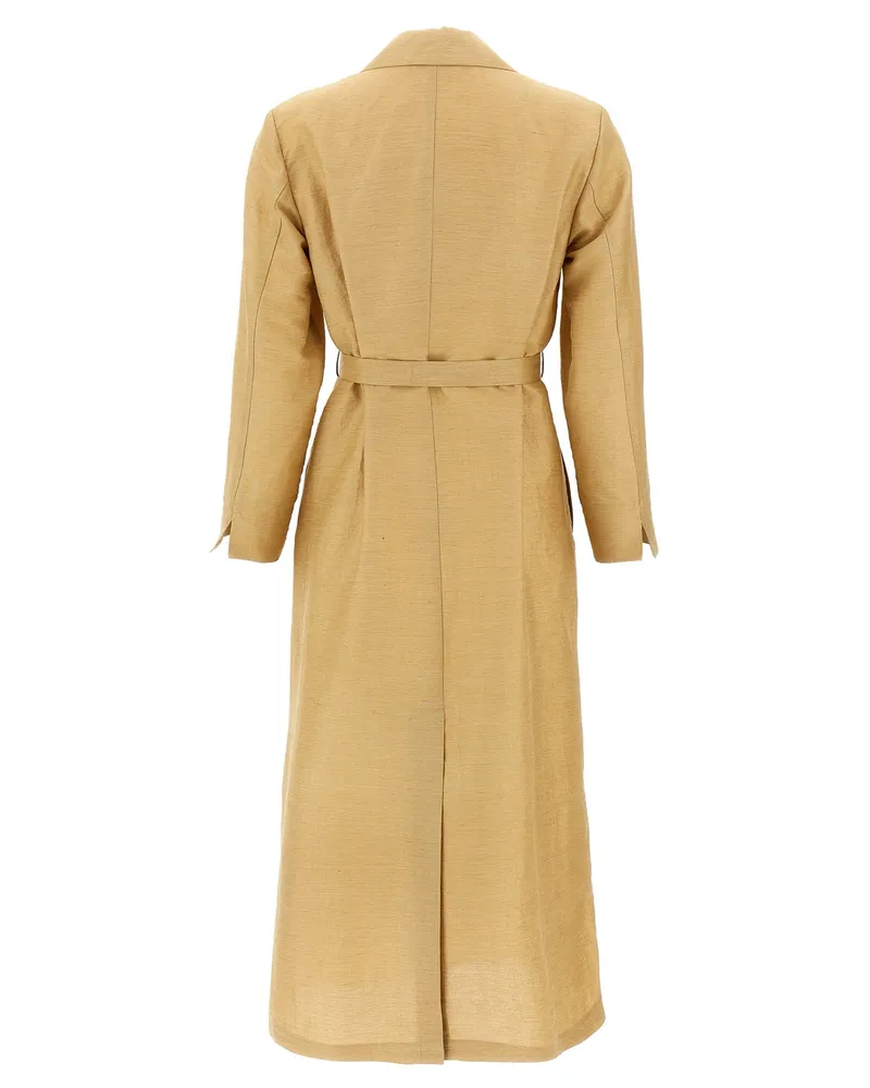 Max Mara Linen-Silk Blend Coat — Camel Camel