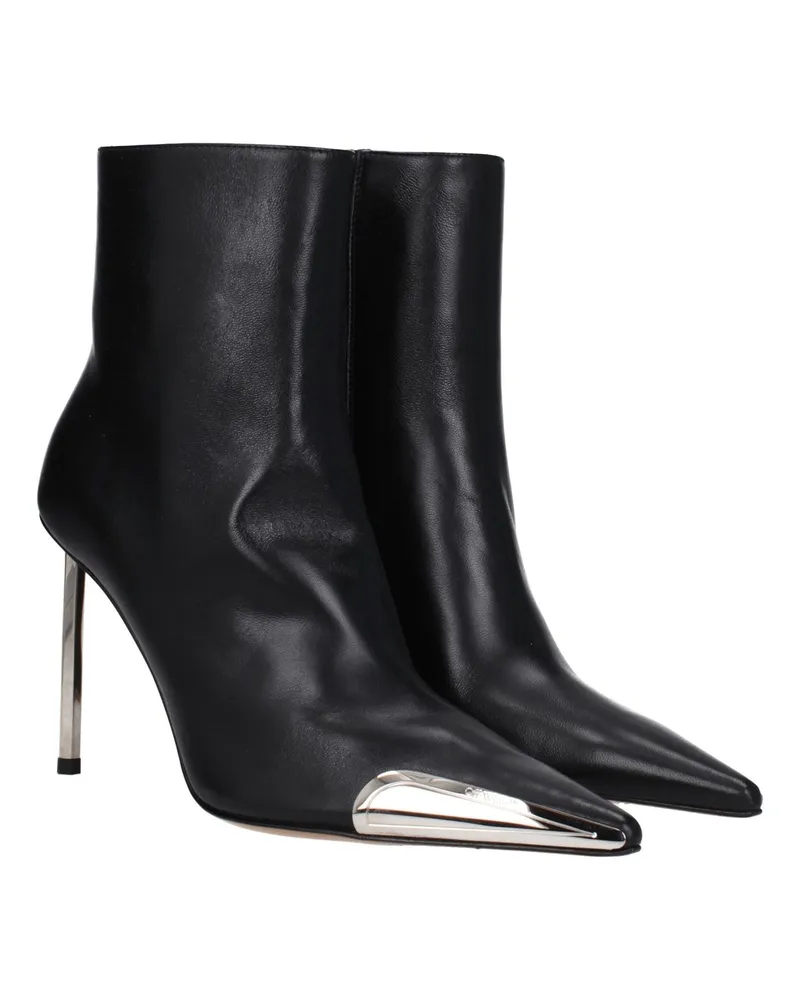 OFF-WHITE Women's Black Leather Ankle Boots Black