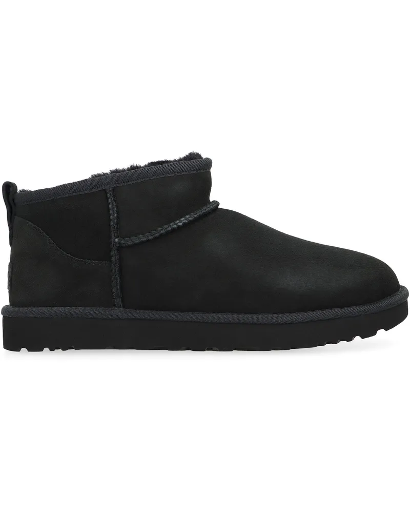 UGG Women's Classic Ultra Mini Boots Black Ovine Leather Black