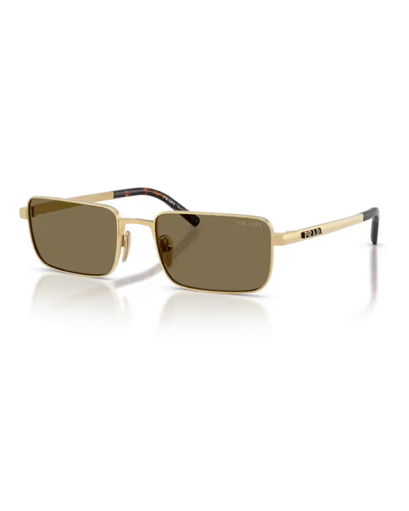 Prada PRD54S24J90F Rectangle-Frame Sunglasses — Gold Gold
