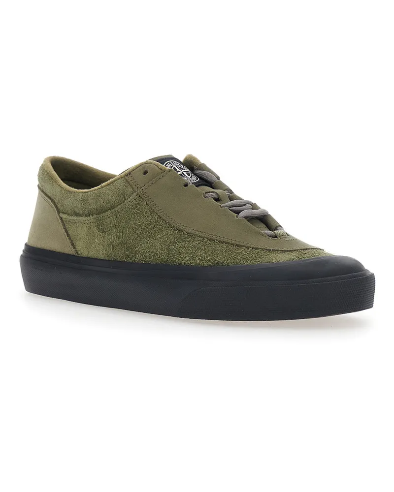 Stone Island Men's Low-Top Sneakers Green Suede Calf Leather Trainers Green