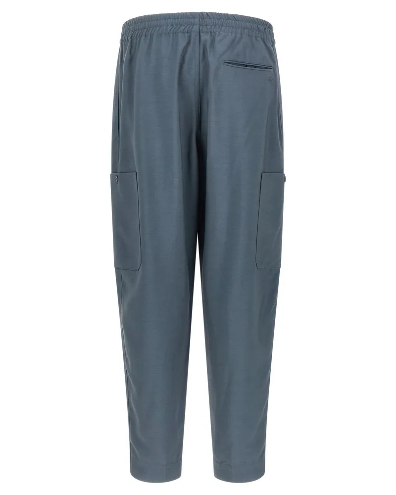 Kenzo Viscose-Wool Blend Cargo Pants — slate gray Gray