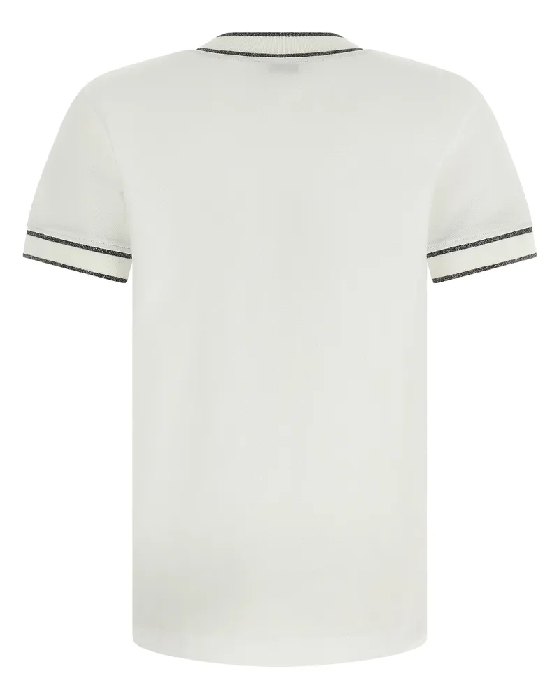 Brunello Cucinelli Sparkling Lamé-Trimmed Cotton T-shirt — White White
