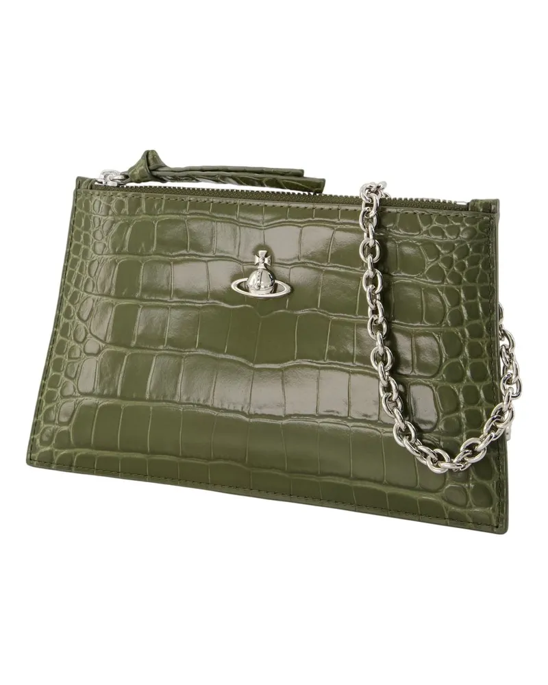 Vivienne Westwood Calfskin Leather Clutch — Green Green