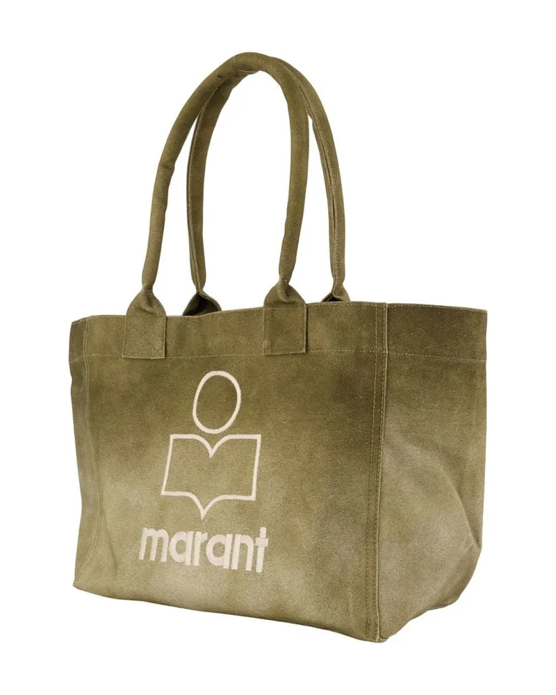 Isabel Marant Women's Yenky Zipped Tote Bag -  Cotton Khaki Totes-Shopping-Bags Khaki