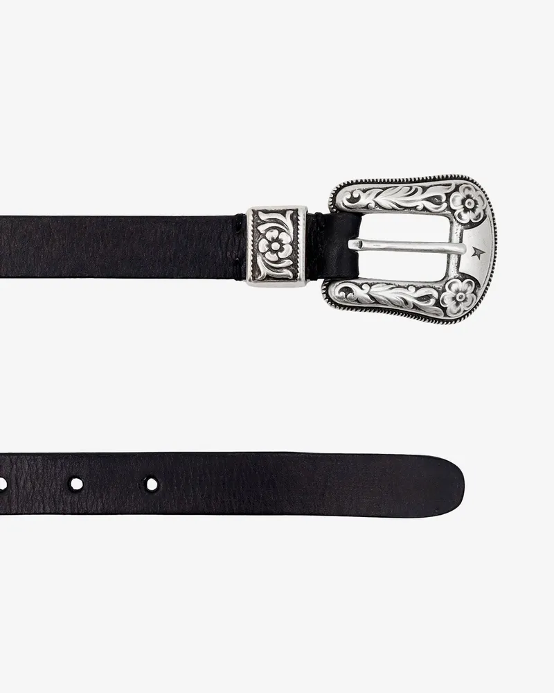 Golden Goose Women's Hip Lace Leather Belt Black Cow Black