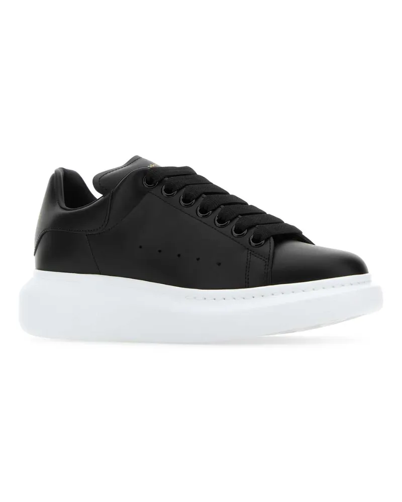 Alexander McQueen Leather Low-Top Sneakers — Black Black