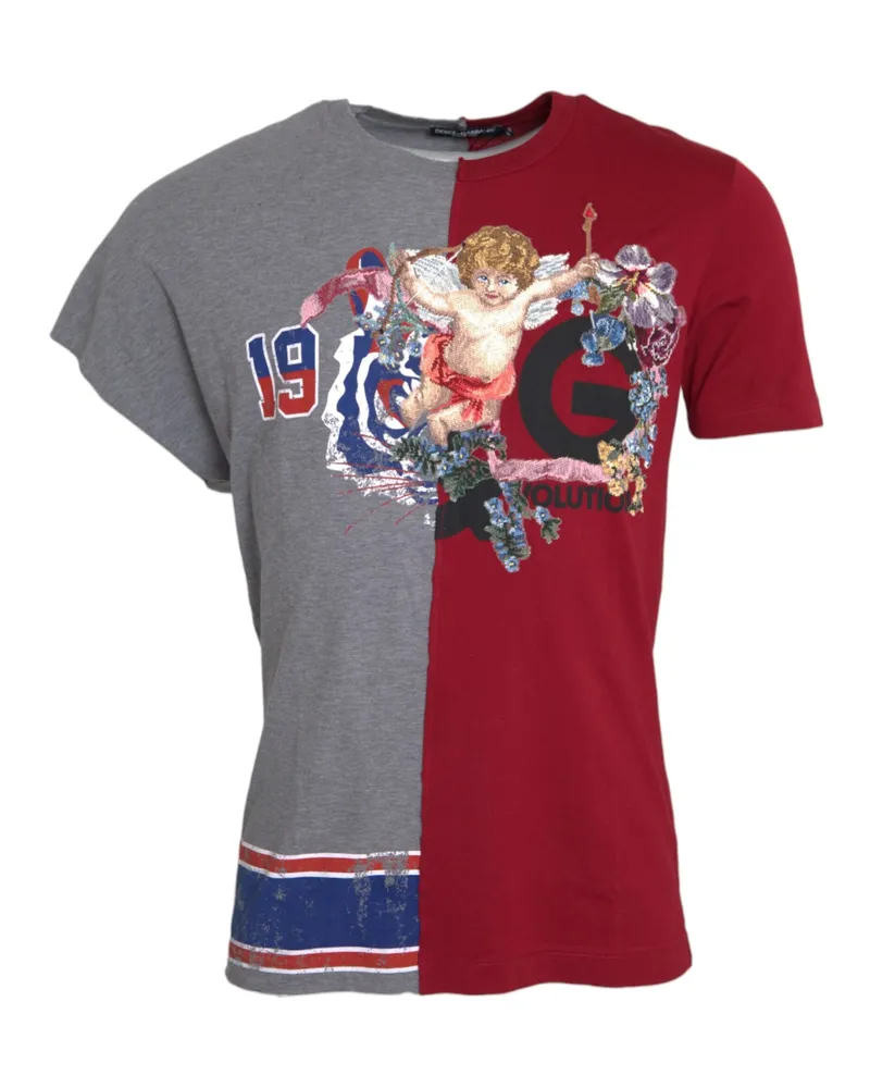 Dolce & Gabbana Crown-Embroidered Graphic T-Shirt — Multicolor Multicolor