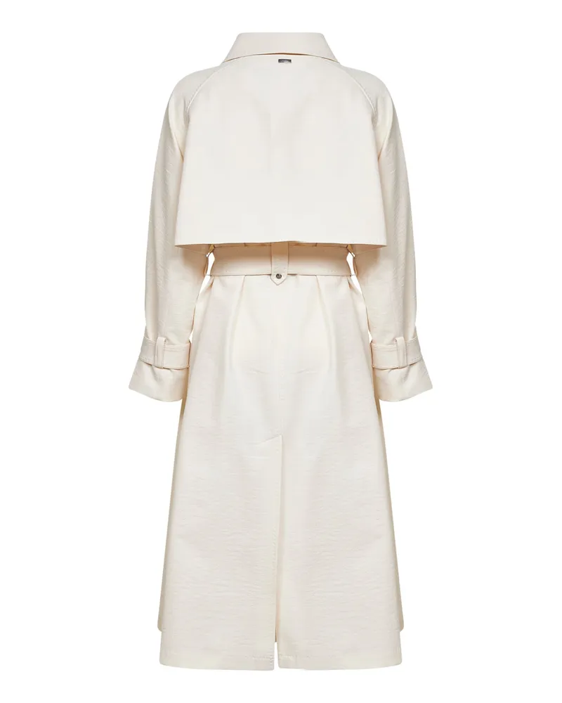 Herno Women's Trench Coat Crinkle-Woven Ivory Polyester & Raincoats Ivory