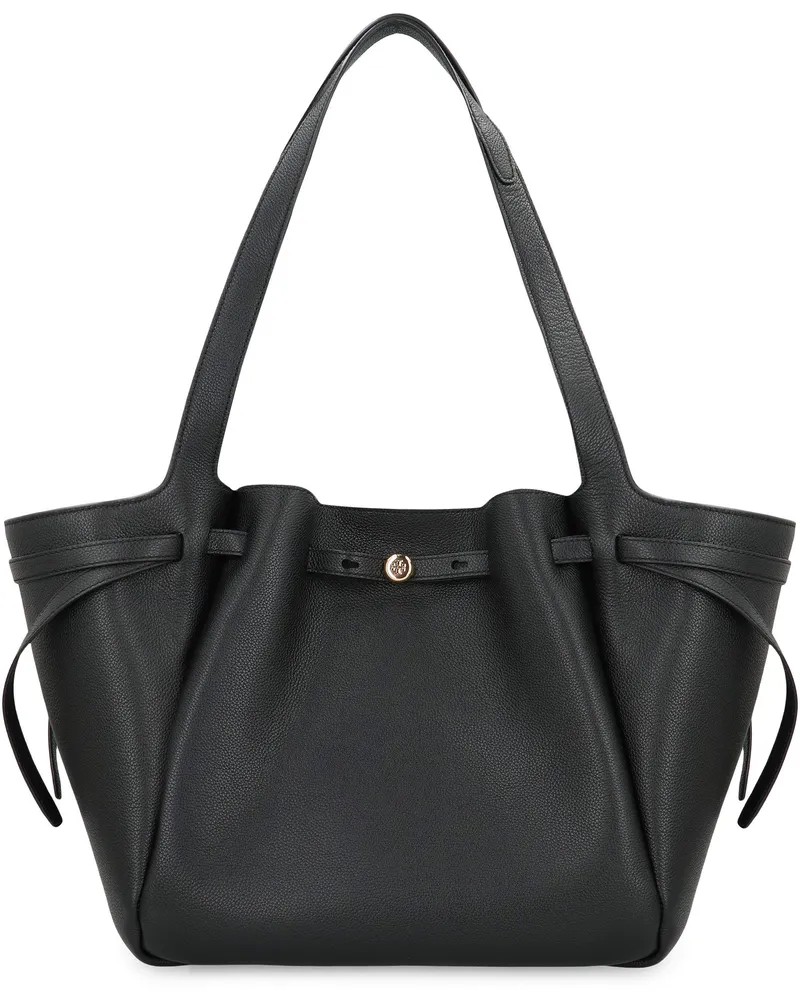 Tory Burch Women's Tote Bag Romy Smooth Leather Black Cow Hide Black