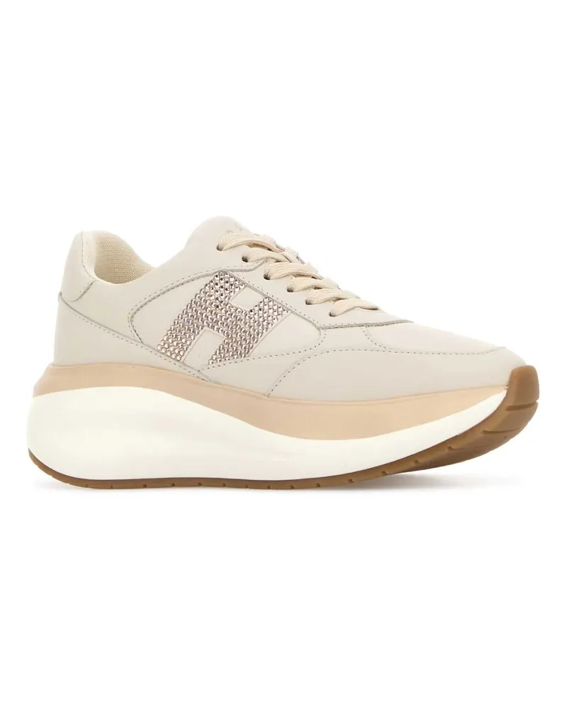 Hogan Women's Ivory Leather Maxi Active Sneakers B013b018 Scarpe Stringate Lace-up Shoes Beige