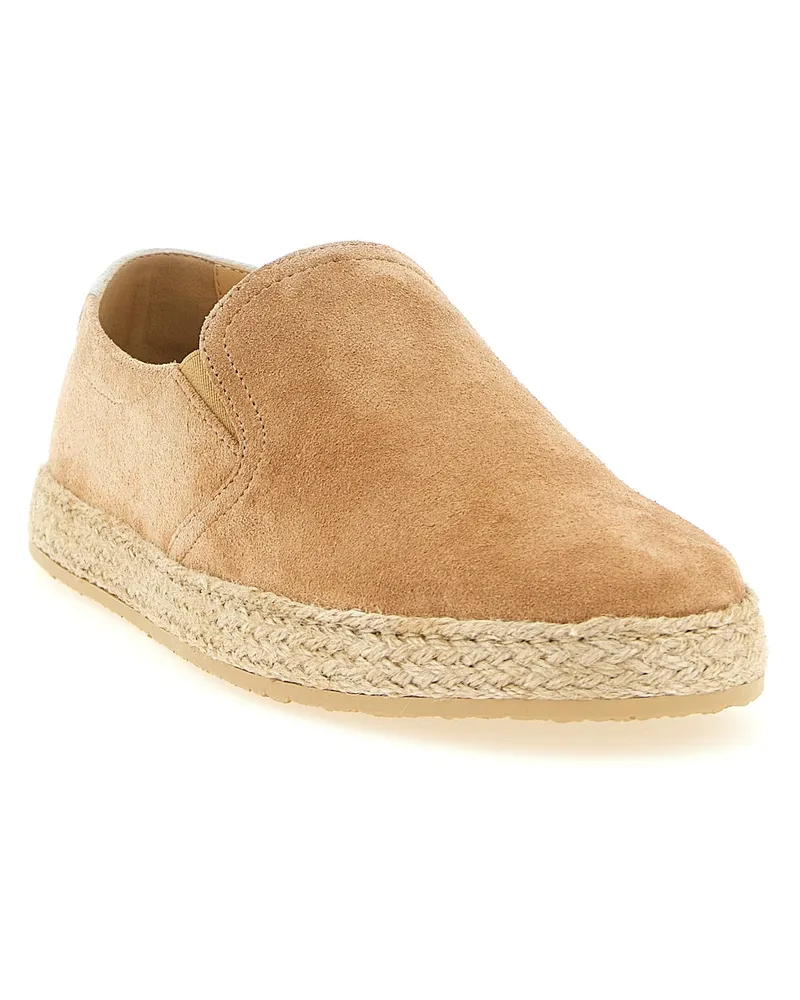 Brunello Cucinelli Men's Beige Calfskin Espadrilles Shoe Beige