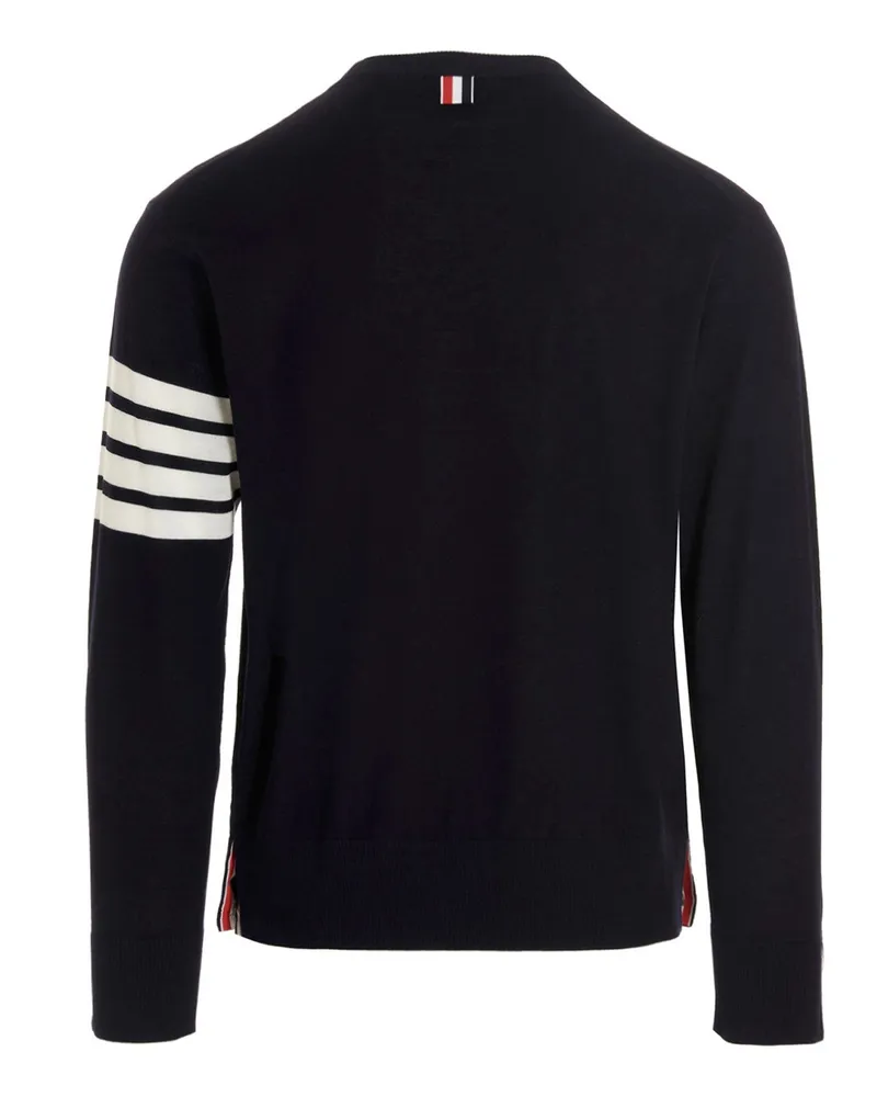 Thom Browne Bar Merino Wool Sweater — Navy Navy