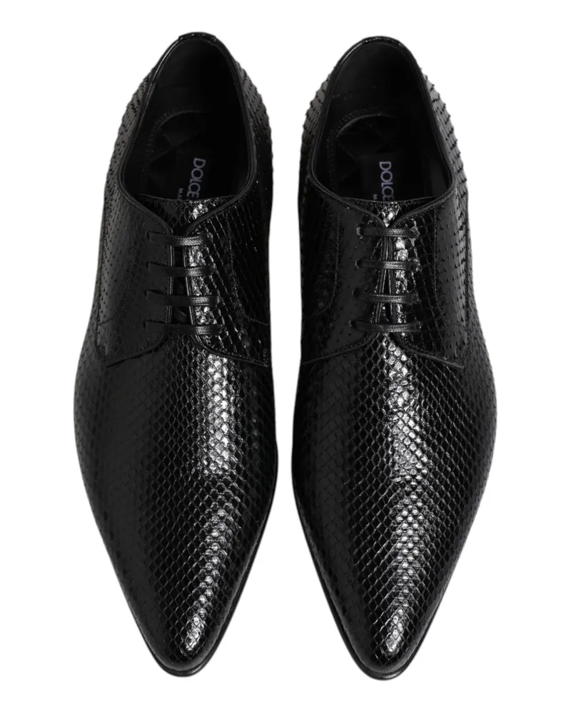 Dolce & Gabbana Men's Black Exotic Leather Lace Up Derby Shoes Python Black