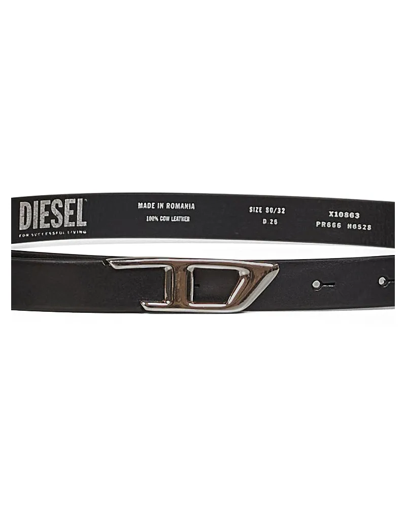 Diesel Women's Belt B-D-Logo Black Leather Wool Black