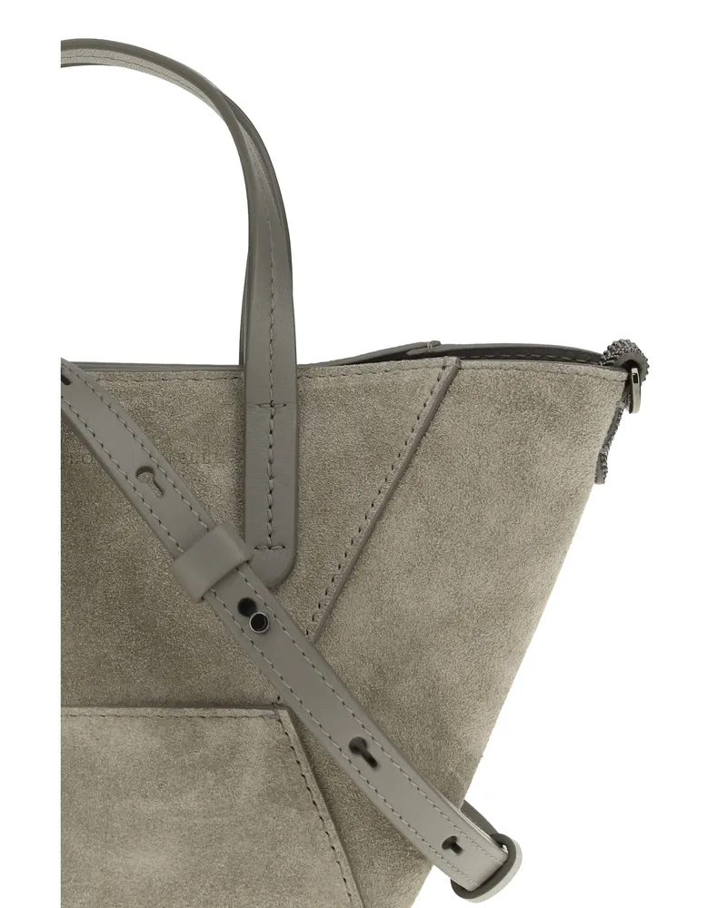 Brunello Cucinelli Women's Shoulder Bag Suede Safari Calf Leather Beige