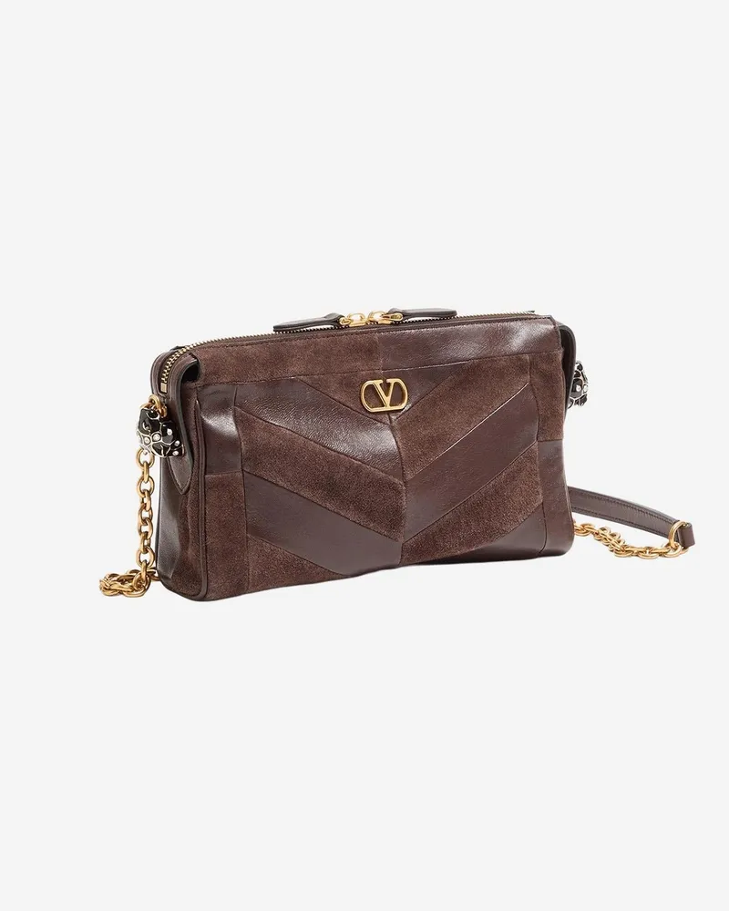 Valentino Garavani Women's Shoulder Bag Panthea Dark Brown Leather Brown
