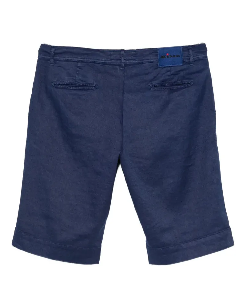 Kiton Men's Button-Fastening Linen-Blend Shorts Ss25 W Navy