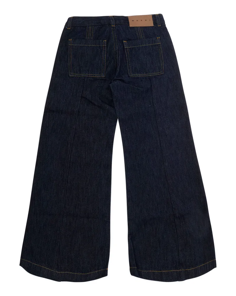 Marni Girls' Cotton Denim Jeans Blue Navy