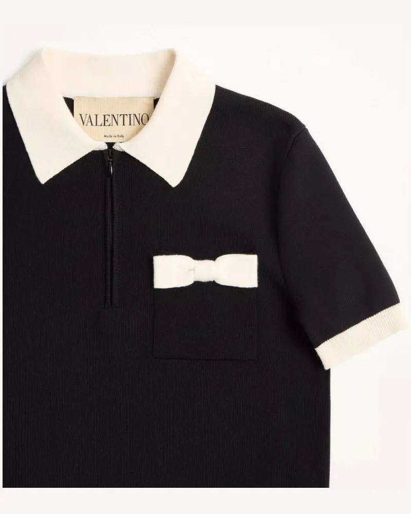 Valentino Garavani Contrast-Collar Polo — Black Black