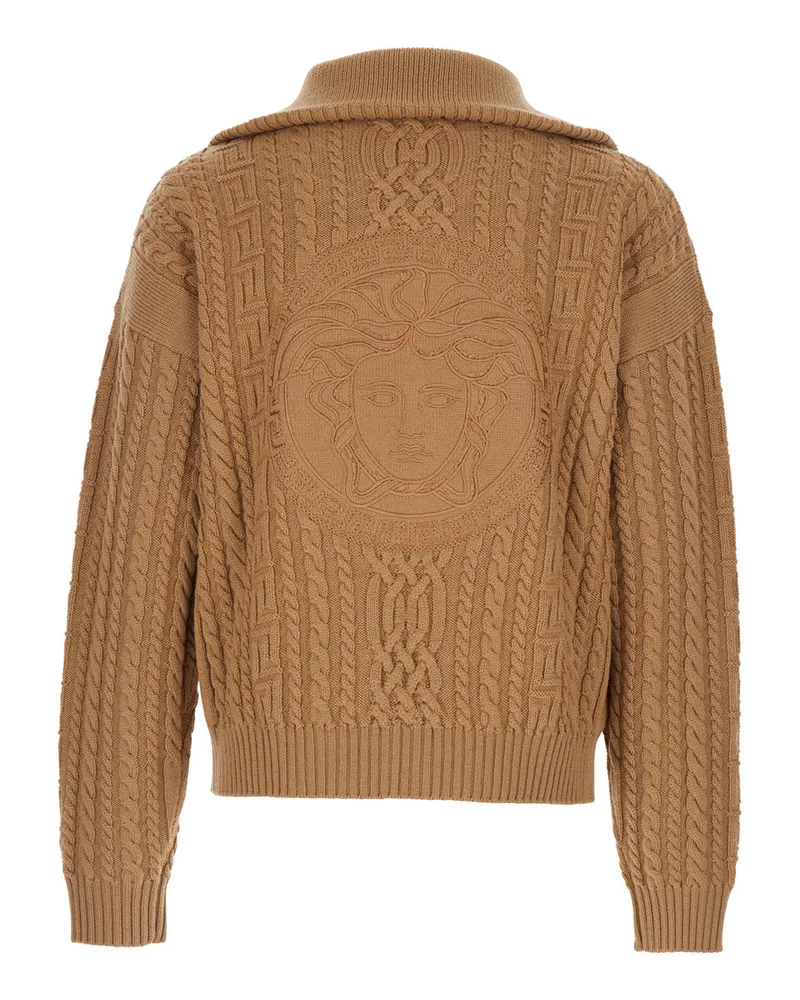 Versace Cable-Knit Virgin Wool Sweater — Beige Beige