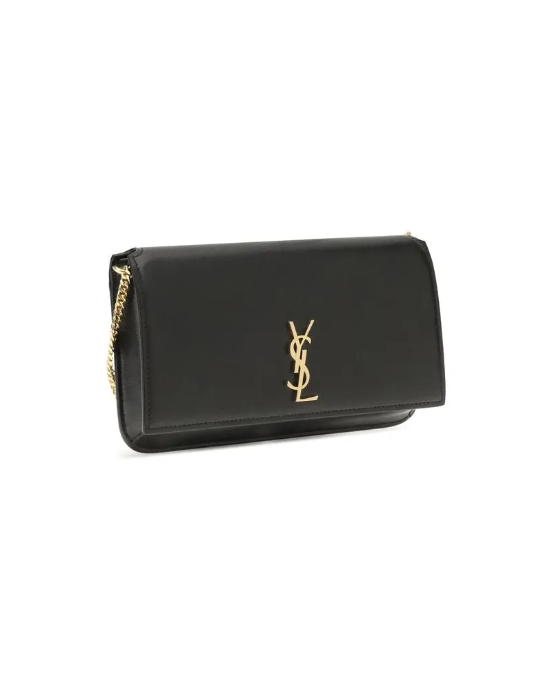 Saint Laurent Women's Black Calf Leather Bos Taurus Shoulder Bag Black