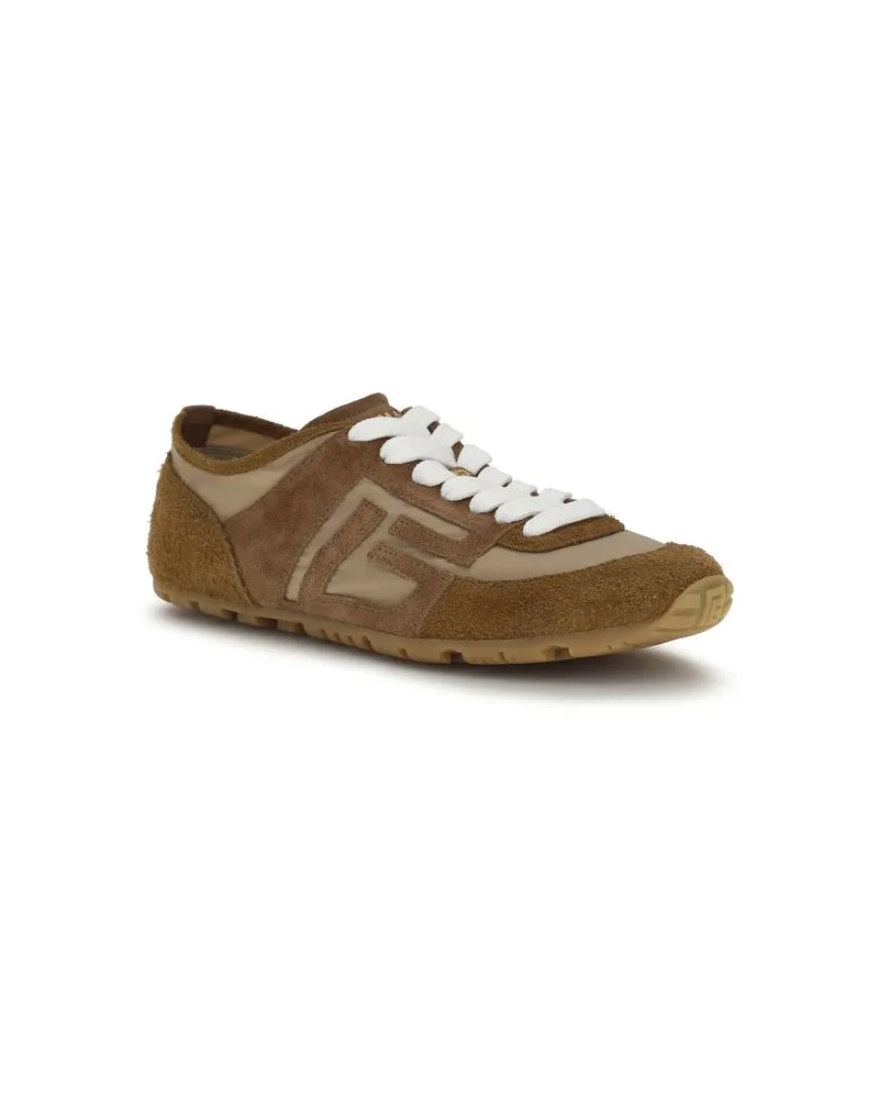 Balmain Women's Beige Calf Leather Bos Taurus Athletic Sneakers Beige