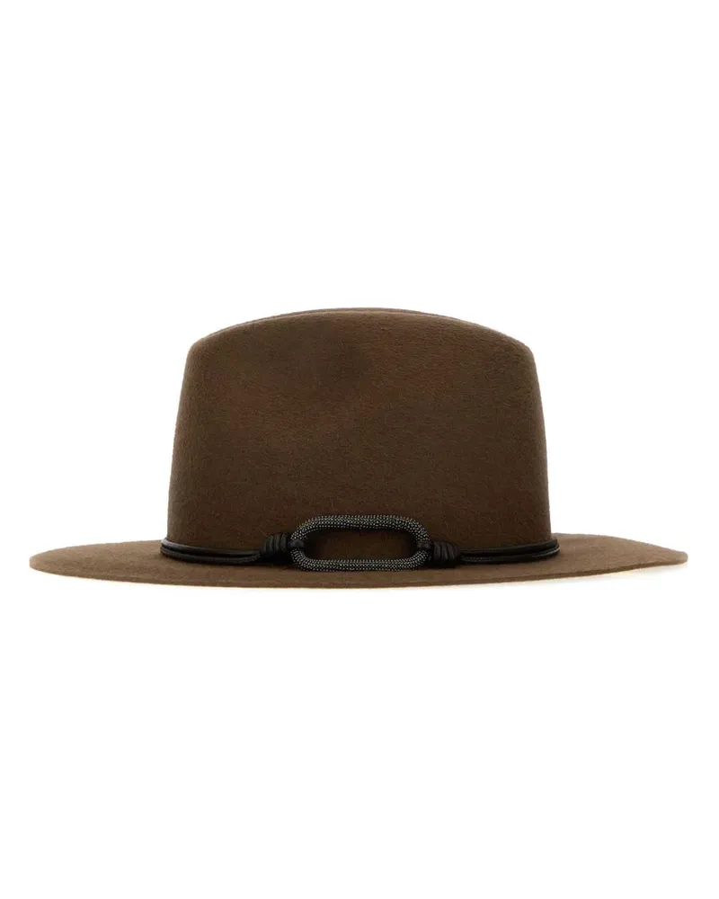 Brunello Cucinelli HAT Cotton-Acetate Flannel Fedora Moka