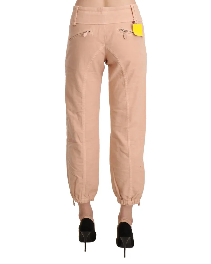 Ermanno Scervino Women's Beige Mid Waist Cropped Cotton Trouser Pants Beige