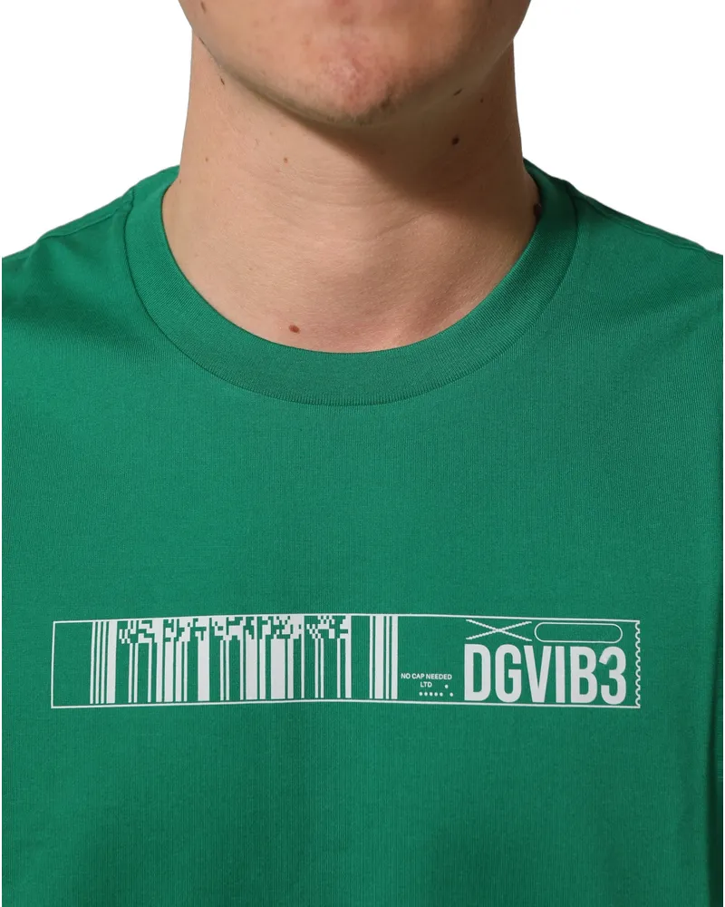 Dolce & Gabbana Men's Green Cotton Dgvib3 Print Crew Neck T-Shirt Green