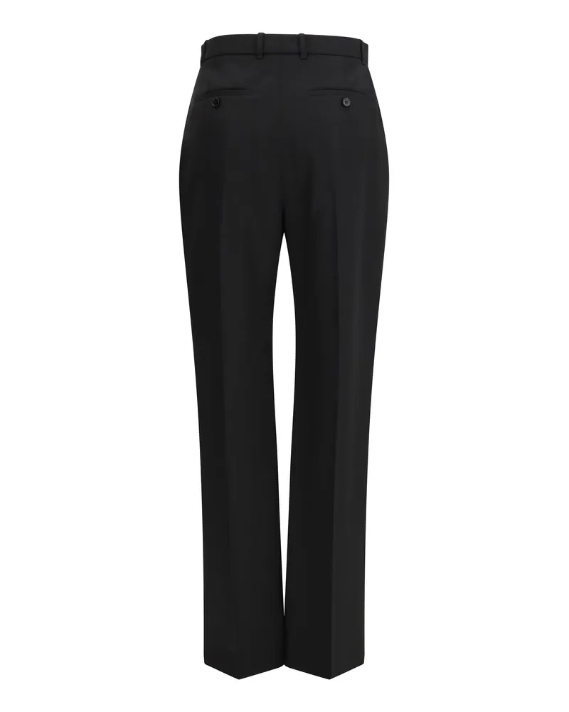 Alexander McQueen Women's Tailored Cotton Pants Black Wool Ovis Aries Trousers Black