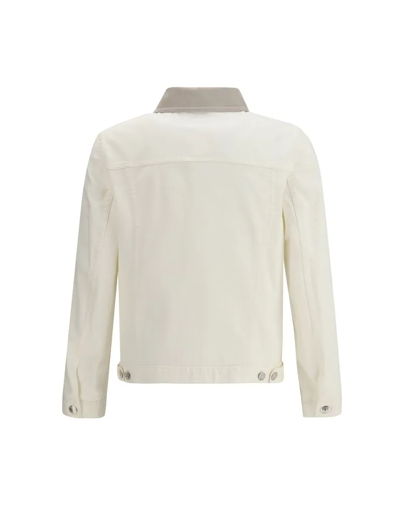 Brunello Cucinelli Men's White Cotton Denim Jacket Clothing White